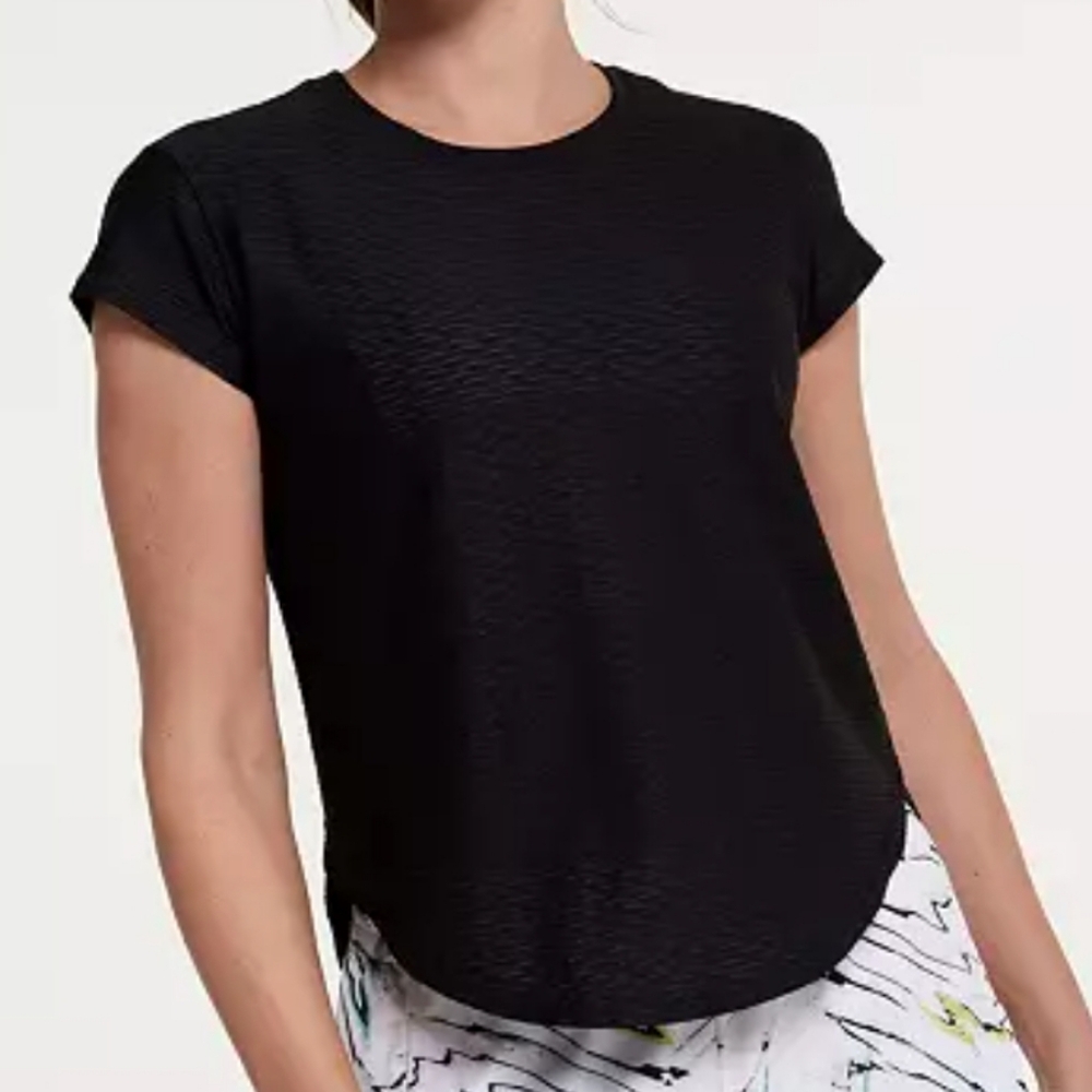 Calia women's black textured short-sleeved performance shirt- size medium